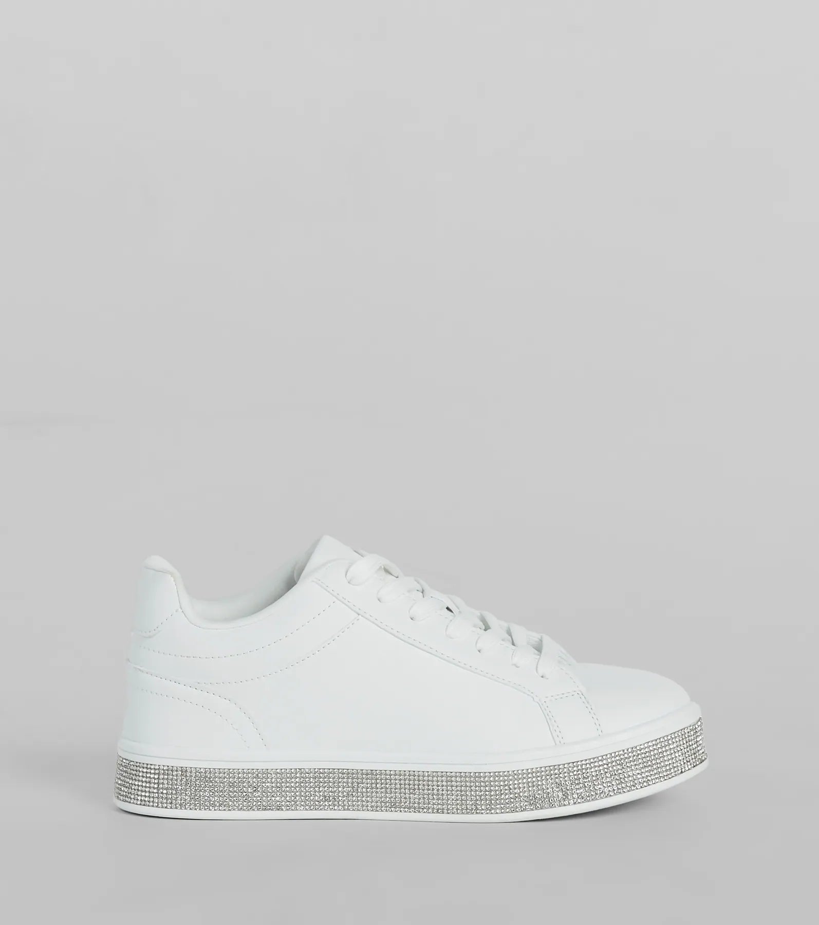 Playful Shimmer Rhinestone Trim Platform Sneakers