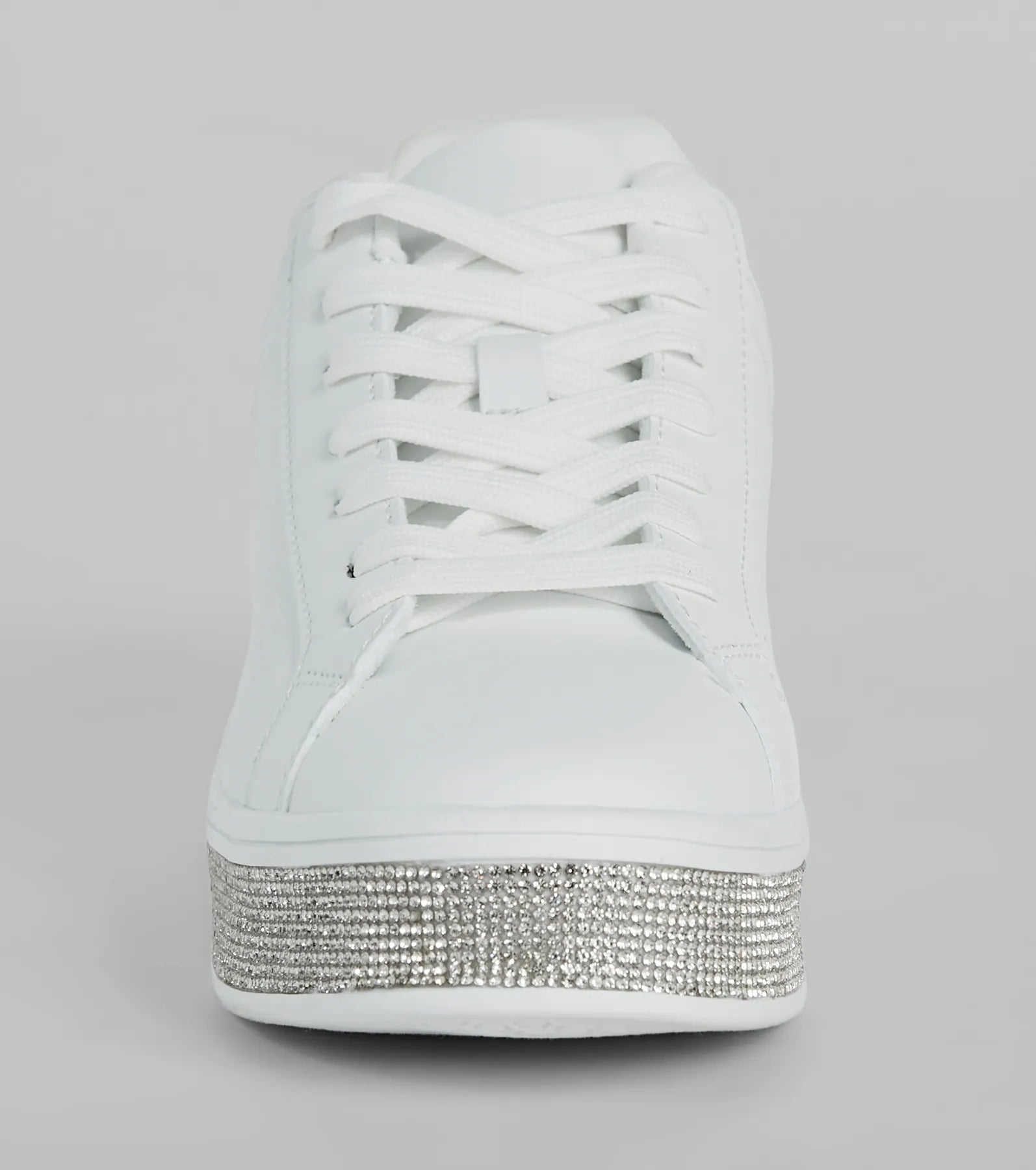 Playful Shimmer Rhinestone Trim Platform Sneakers