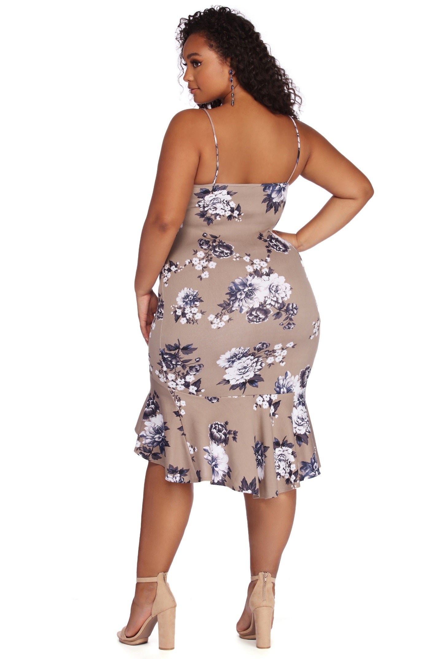 Plus Flow With Floral Midi Dress